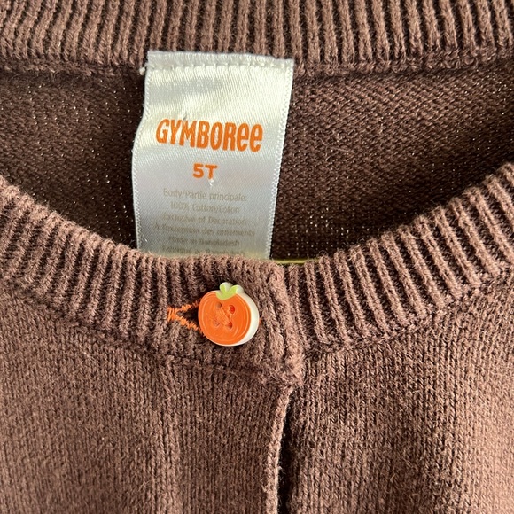 Gymboree girls size 5T brown orange pumpkin cardigan sweater - Picture 3 of 3